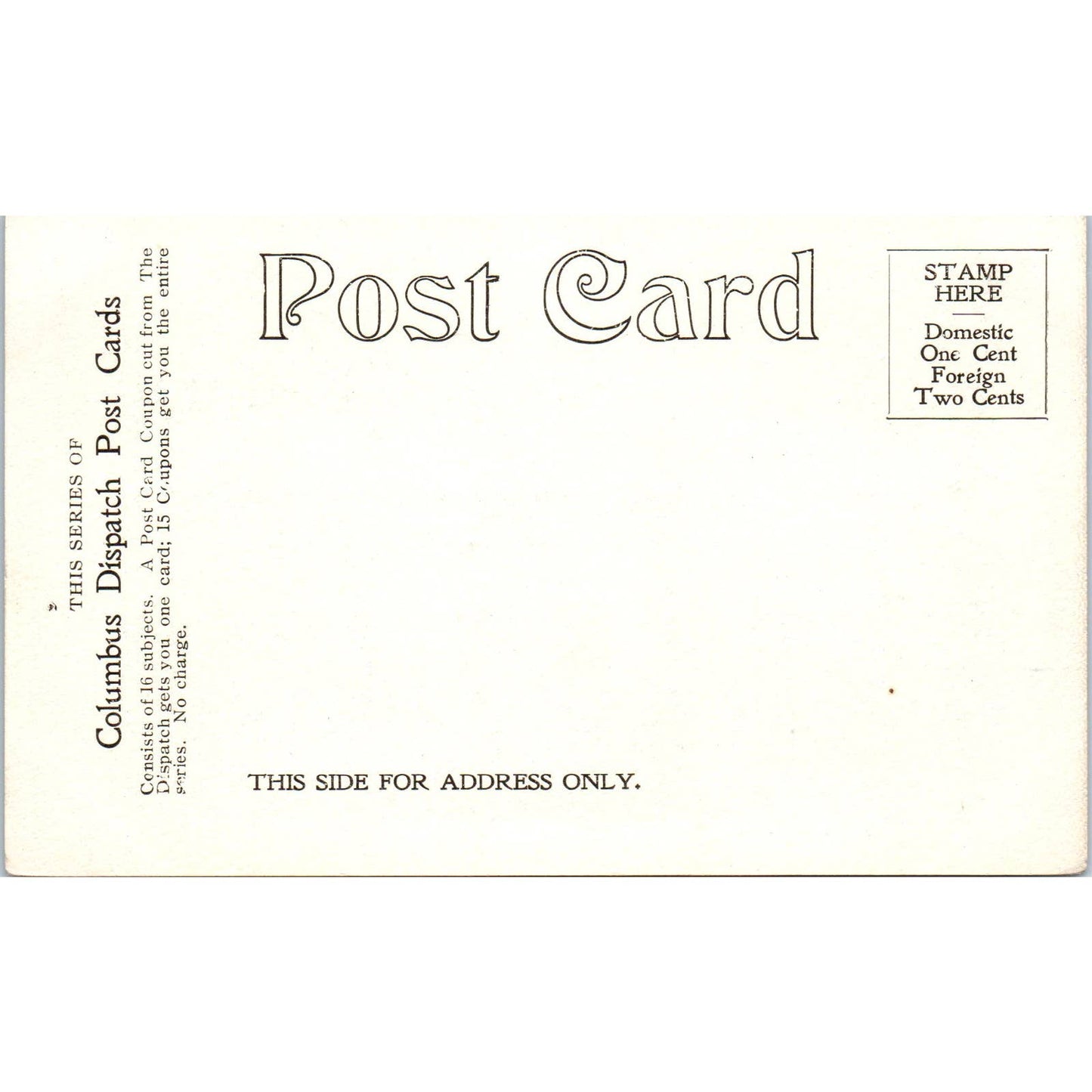 Antique Postcard Water Supply Storage Dam Columbus Ohio TD9