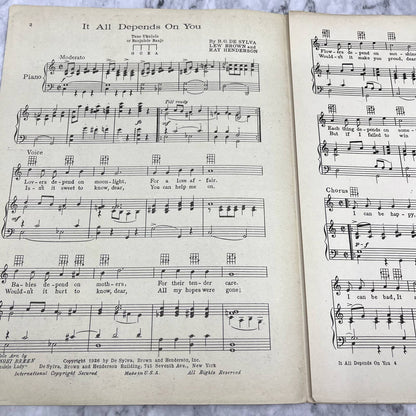 It All Depends on You Sophie Tucker Lew Brown 1926 Sheet Music TK2-SM2