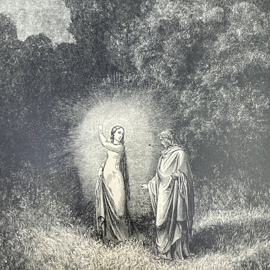 Original 1880s Gustave Dore Engraving Divine Comedy - Beatrice & Virgil FL4