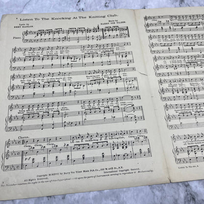 1917 Listen to the Knocking at the Knitting Club Sheet Music Adele Rowland TJ4