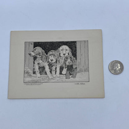 Original Etching Lookin for Santa Claus 4 Cocker Spaniel Dog Winston Haberer AC1