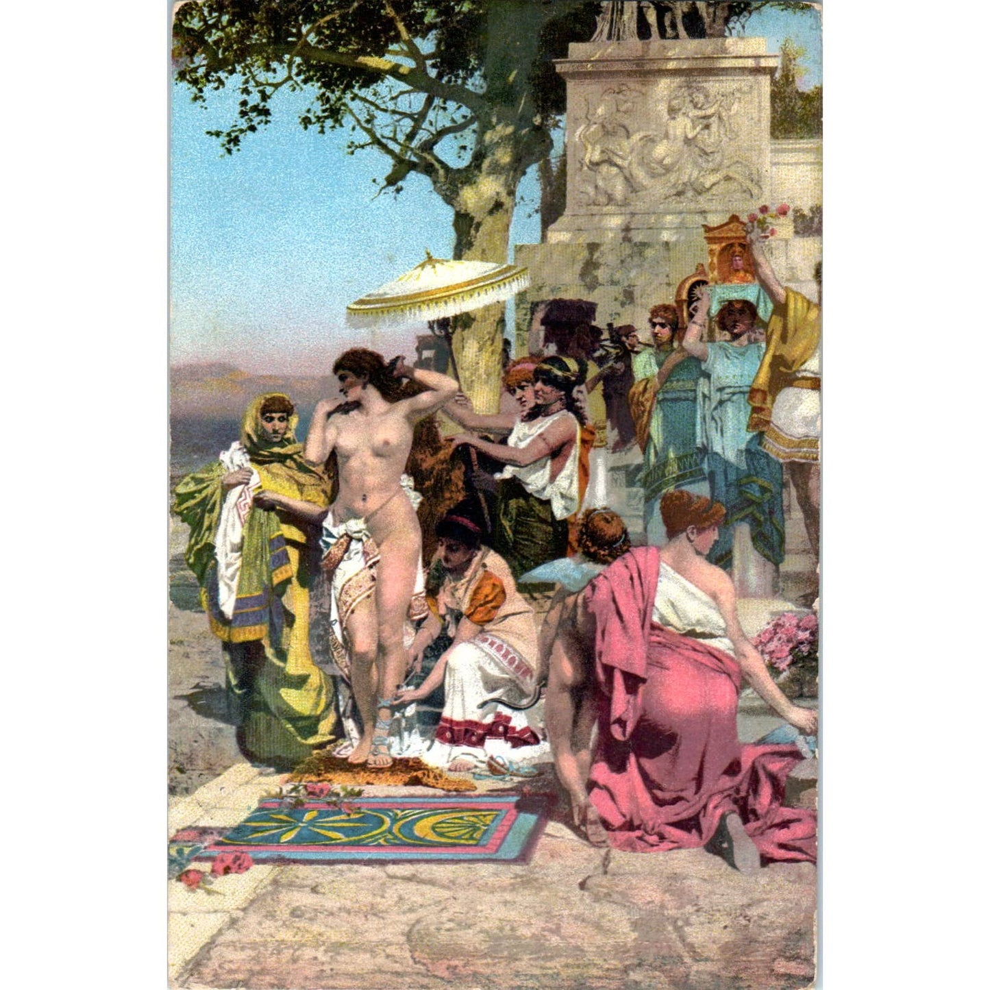 Phryne on Poseidon's celebration in Eleusis Painting Semiradsky Postcard TK1-27