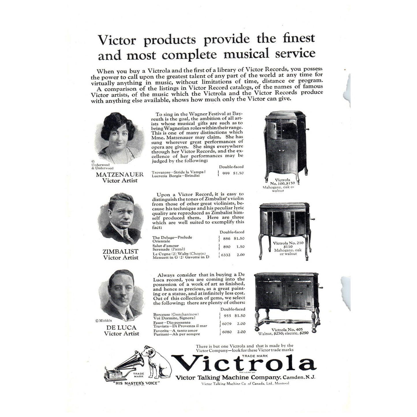 Original 1920s Victrola Victor Talking Machine Magazine Ad Camden NJ AD8-5