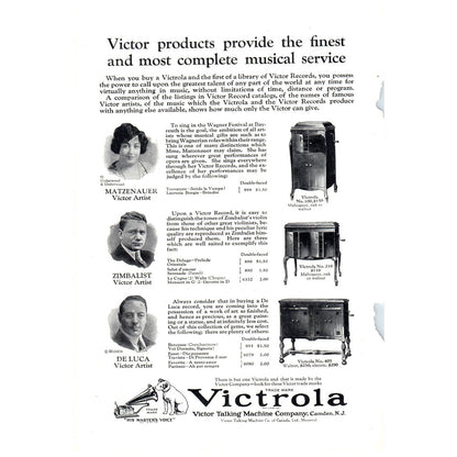 Original 1920s Victrola Victor Talking Machine Magazine Ad Camden NJ AD8-5