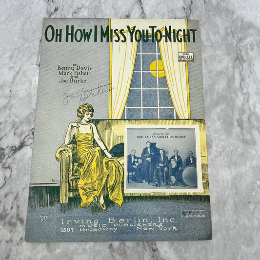 Oh How I Miss You Tonight Irving Berlin Bert Kauff 1924 Sheet Music TK2-SM4