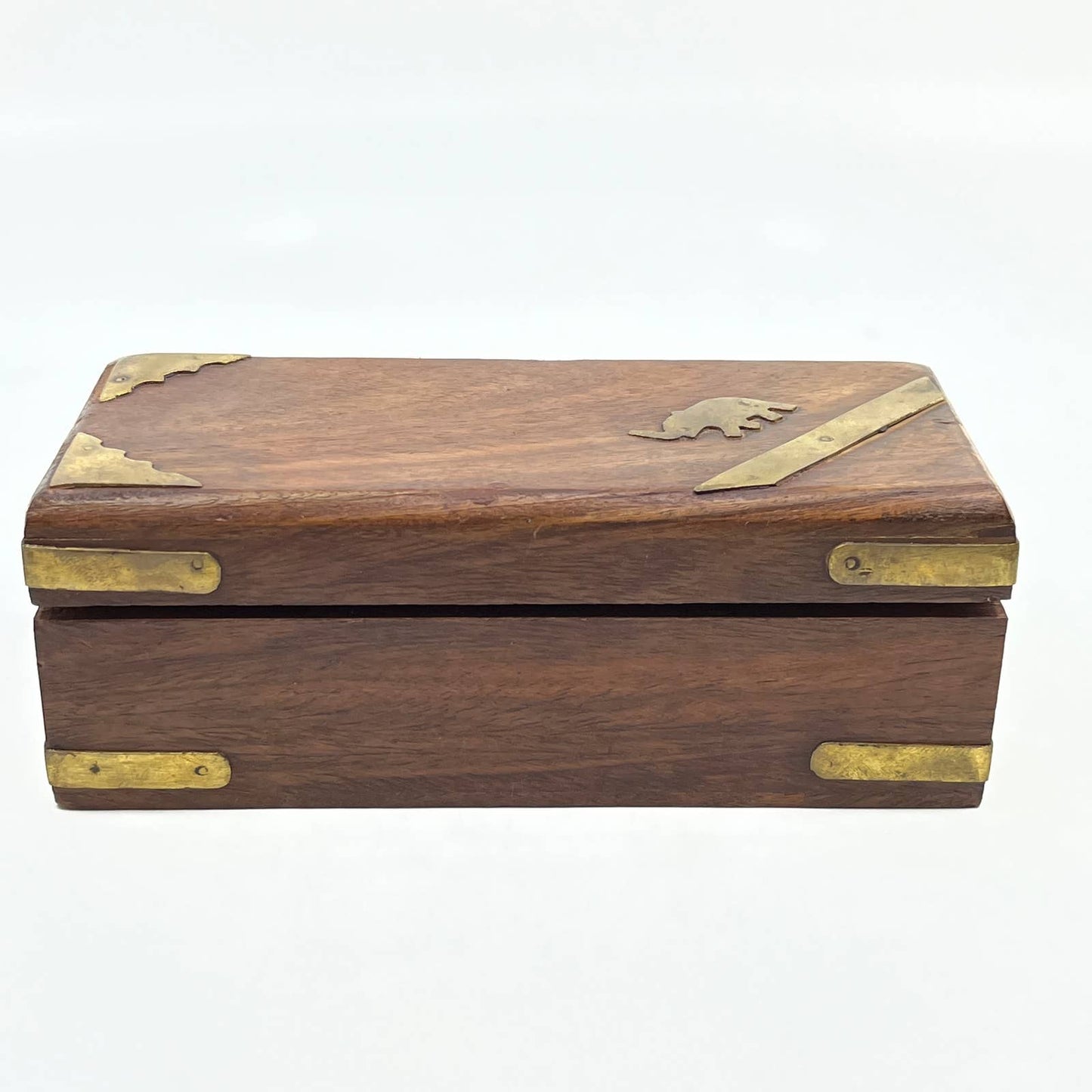 Wooden Box Hand Carved Elephant Inlaid Ornament Jewelry Box Handicraft TC7