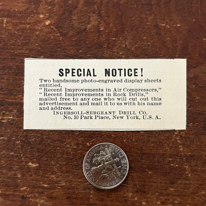 Ingersoll-Sergeant Drill Co Engraving Sheet Offer Original Advertisement AD8-P28
