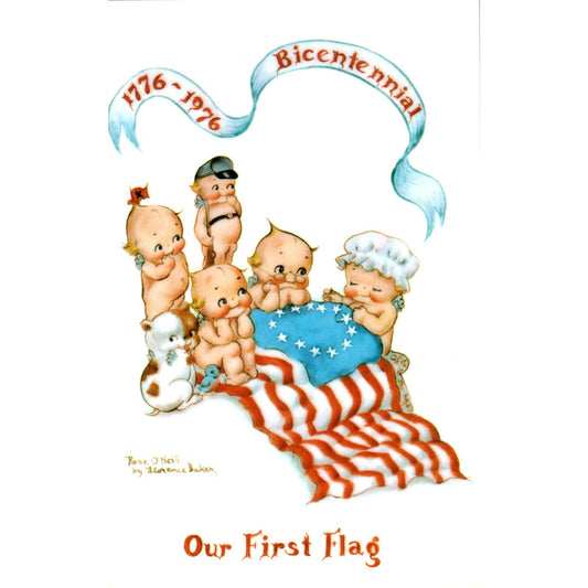 1976 Our First Flag Bicentennial Rose O'neill Kewpie Dolls Original Postcard PB7