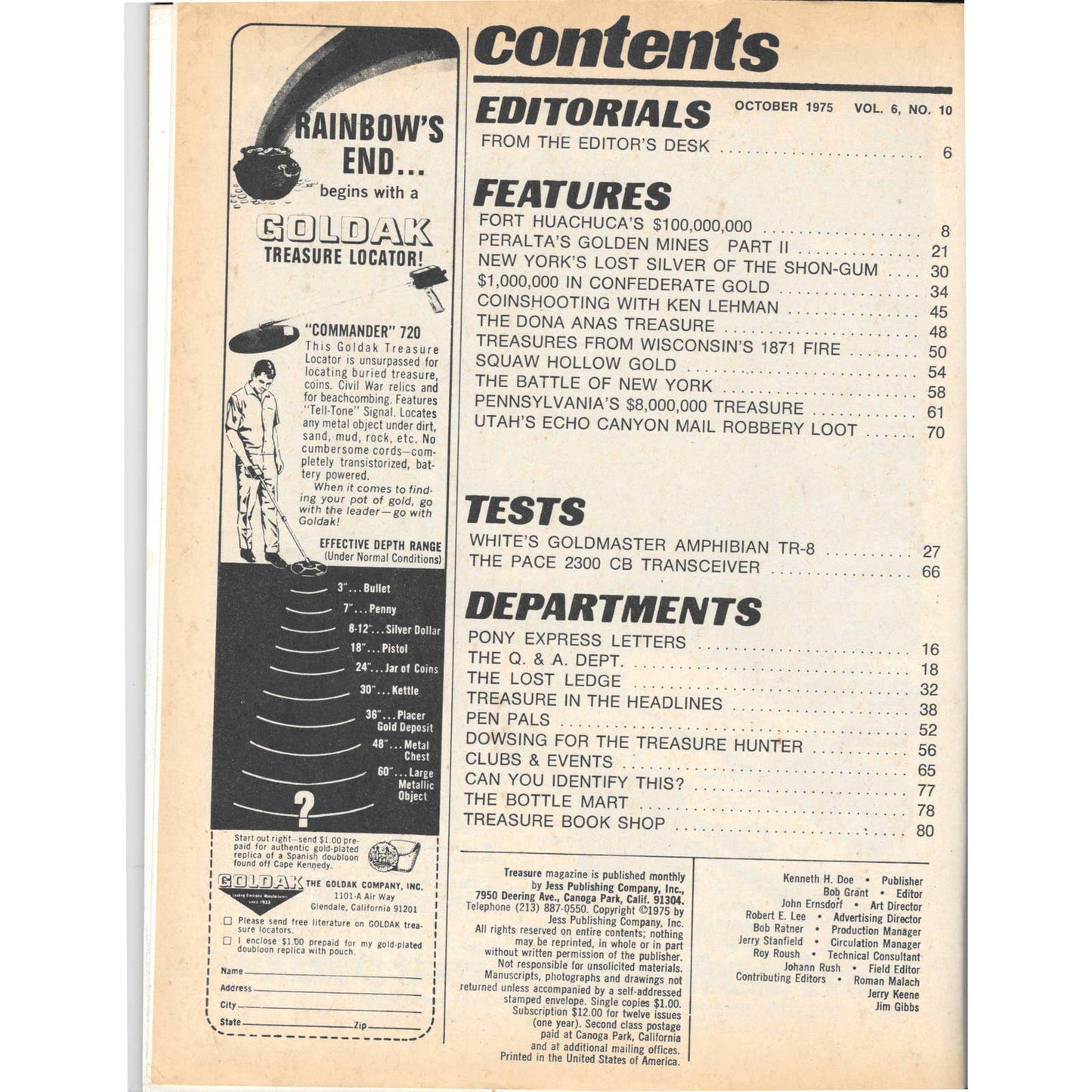 Treasure Magazine - Treasure Hunting Mining Metal Detecting Oct 1975 M4