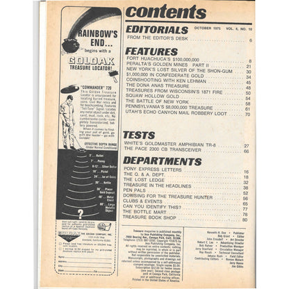 Treasure Magazine - Treasure Hunting Mining Metal Detecting Oct 1975 M4