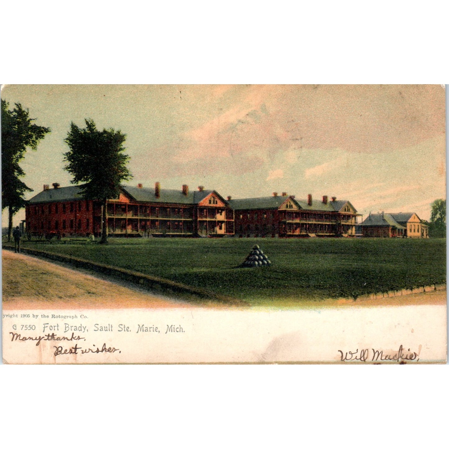 Fort Brady Sault Ste. Marie MI 1907 - Original Postcard P3-4