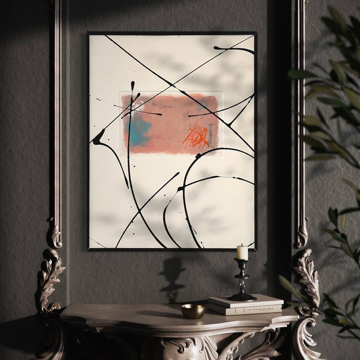 Original Framed Mixed Media Abstract Art Painting 16x20 “I Alone” With COA
