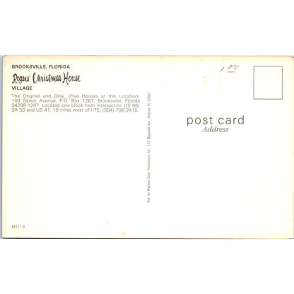 Rogers' Christmas House Village Brooksville Florida Original Postcard PB8