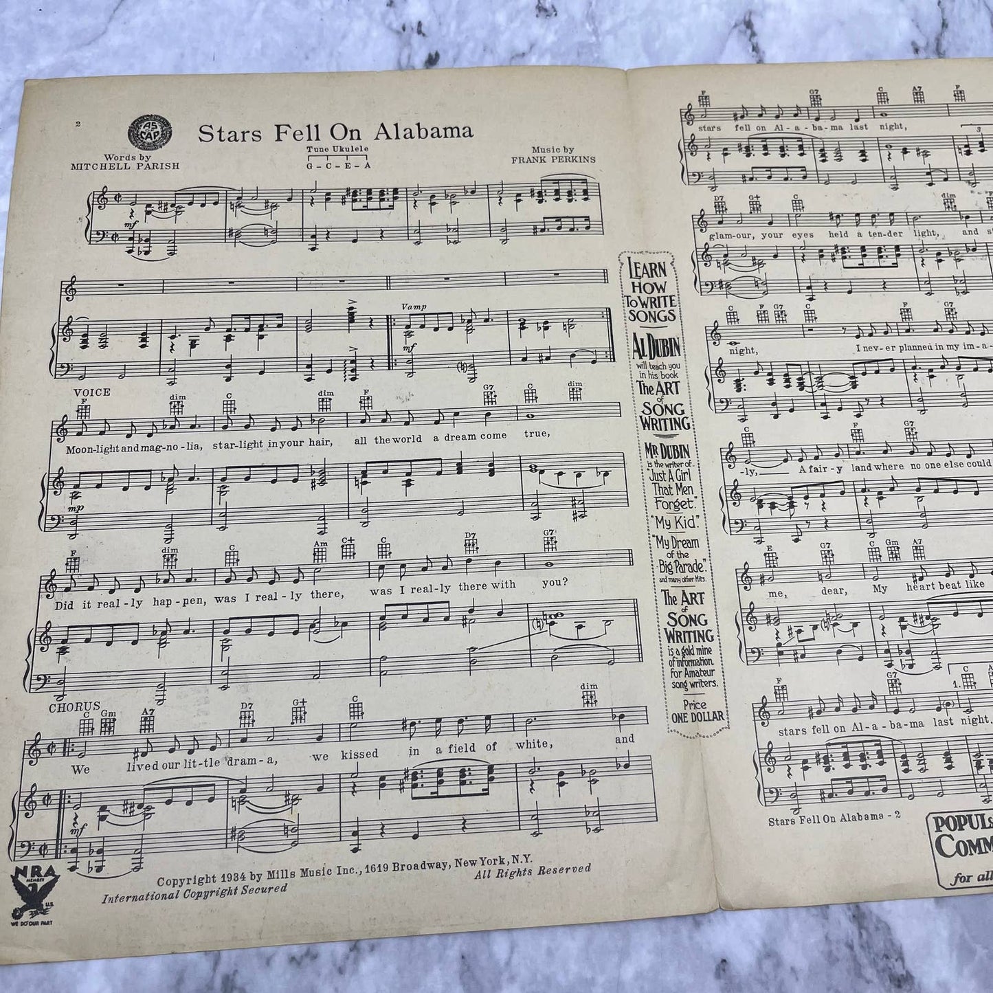 Vintage "Stars Fell On Alabama" Sheet Music 1934 Isham Jones TI1