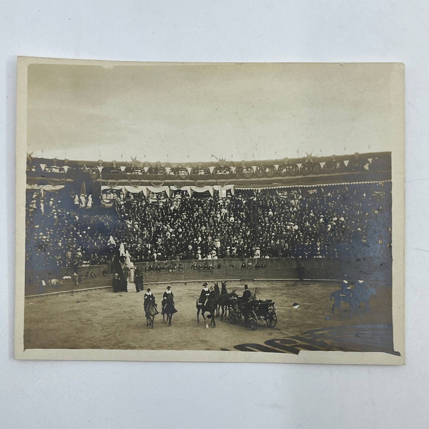 1903 Original Sepia Photograph Bullfighting Amateur Bullfight in Mexico City AC7