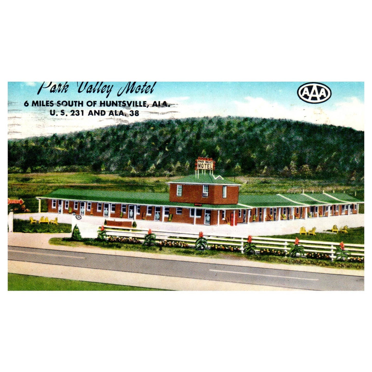 Park Valley Motel Huntsville Alabama 1955 - Postcard TJ8-1