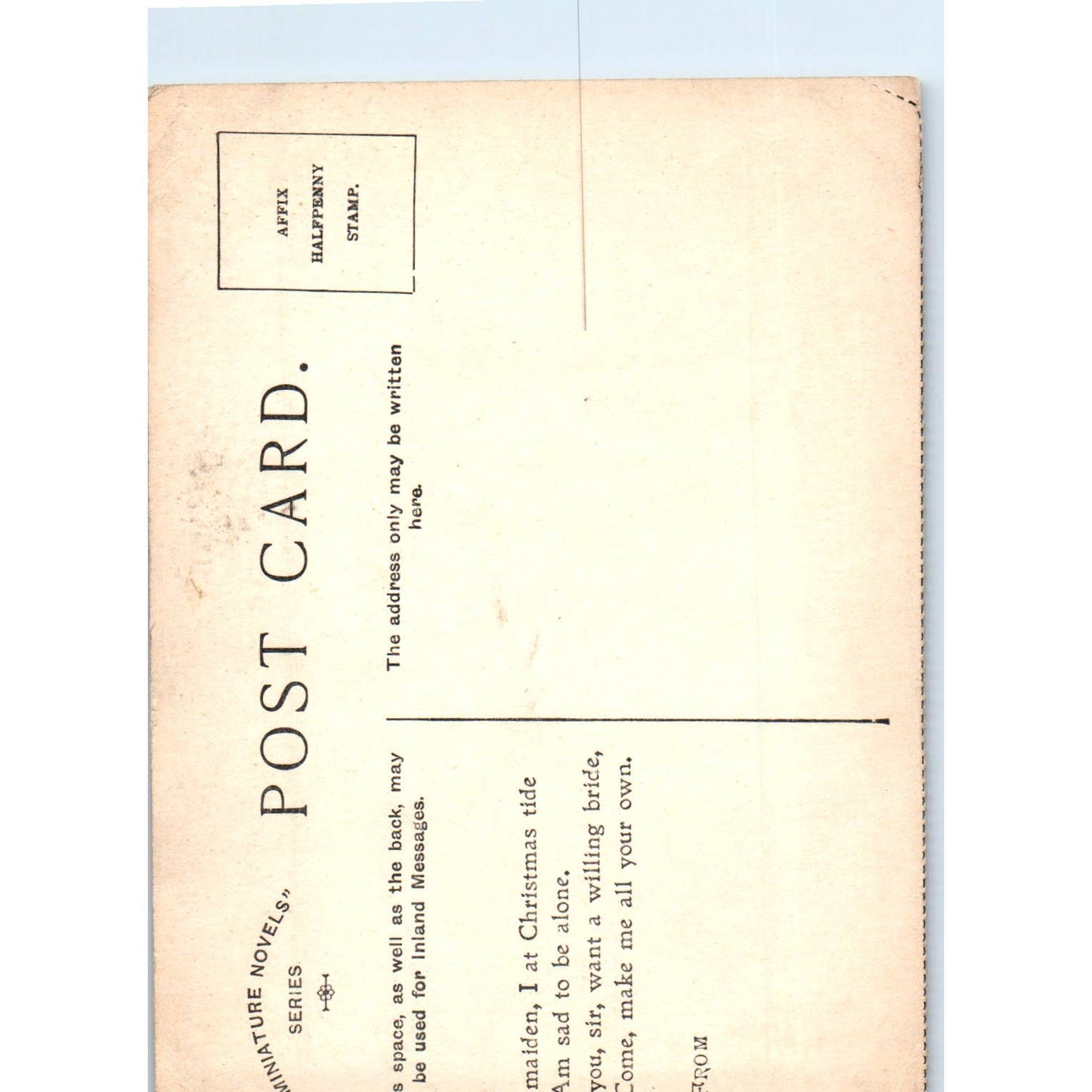 Miniature Novels Series Christmas Card Victorian Girl Original Postcard TK1-P12