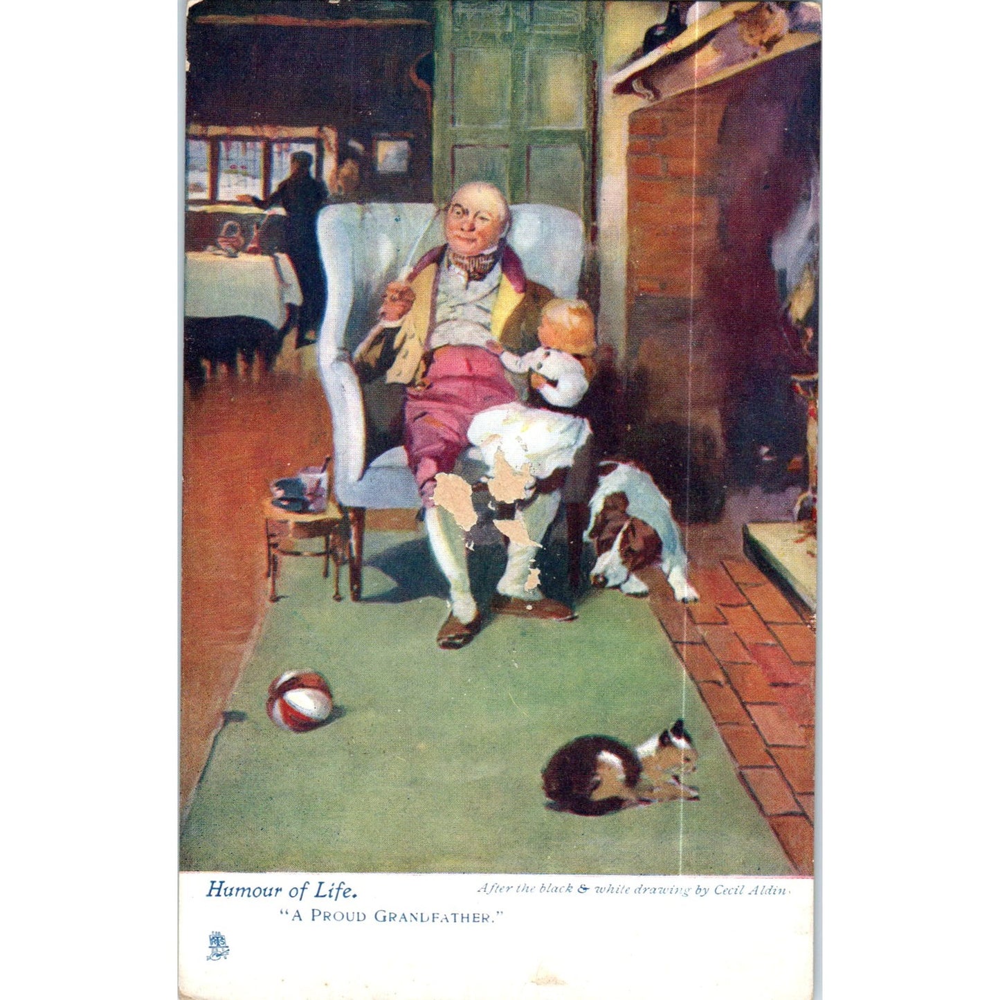 Humour of Life Proud Grandfather Raphael Tuck Oilette Original Postcard P2-12