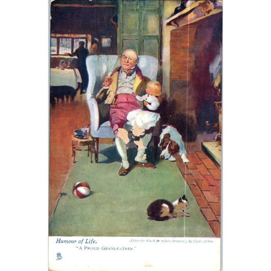 Humour of Life Proud Grandfather Raphael Tuck Oilette Original Postcard P2-12
