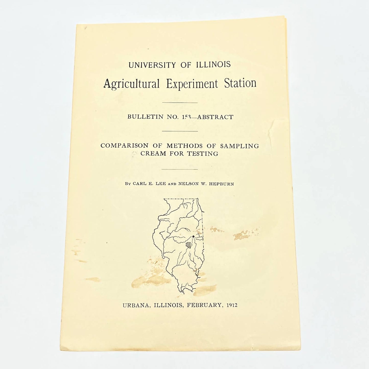 1912 University Of IL Bulletin Comparison Methods Sampling Cream for Testing TF9