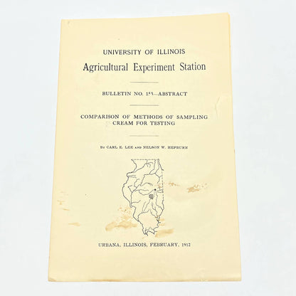 1912 University Of IL Bulletin Comparison Methods Sampling Cream for Testing TF9