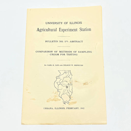 1912 University Of IL Bulletin Comparison Methods Sampling Cream for Testing TF9