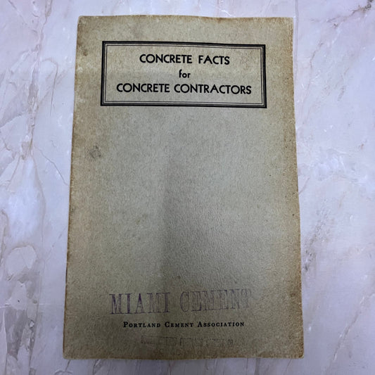 Concrete Facts for Contractors Miami Cement Portland Cement Assn Booklet TJ9