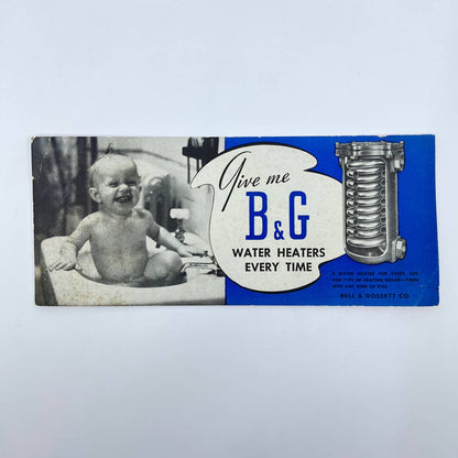Vintage Blotter Card B & G Water Heaters Bell & Gossett Co. Cute Baby D4