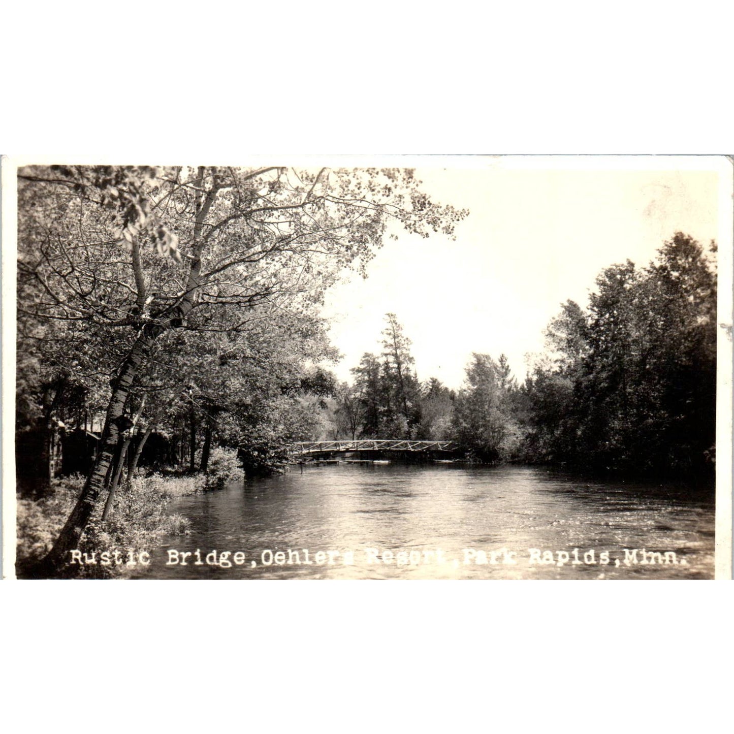 Rustic Bridge Oehlers Resort Park Rapids MN 1939 RPPC Original Postcard TK1-P1