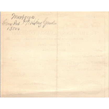 1911 The Pennsylvania Company Insurance Slip AD8