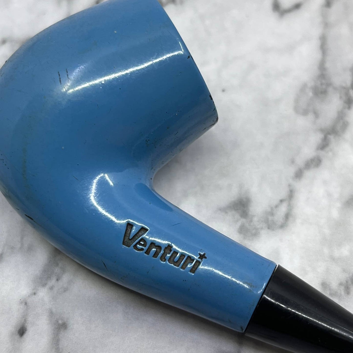 Venturi Estate Pipe Blue Brylon Bent Billiard (Vintage 1970s) TJ4-4