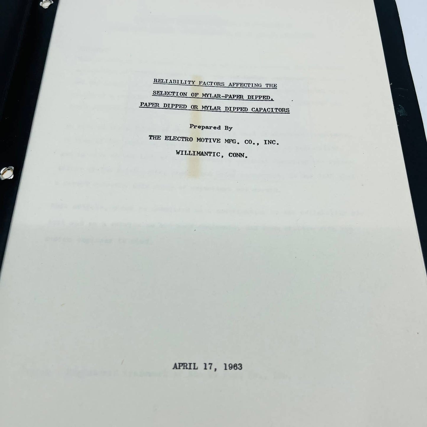 1963 Willimantic Conn Report Readability Factors Mylar Dipped Capacitors BA3