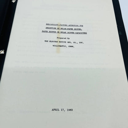1963 Willimantic Conn Report Readability Factors Mylar Dipped Capacitors BA3