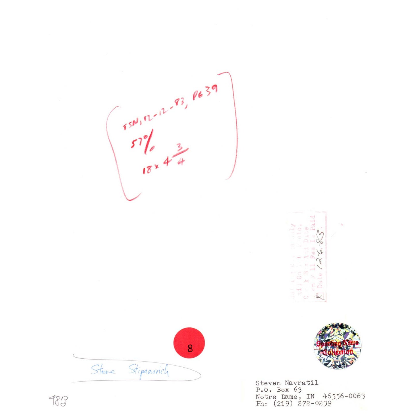 1983 Press Photo Basketball NBA Steve Stipanovich Indiana Pacers 8x10" AD3