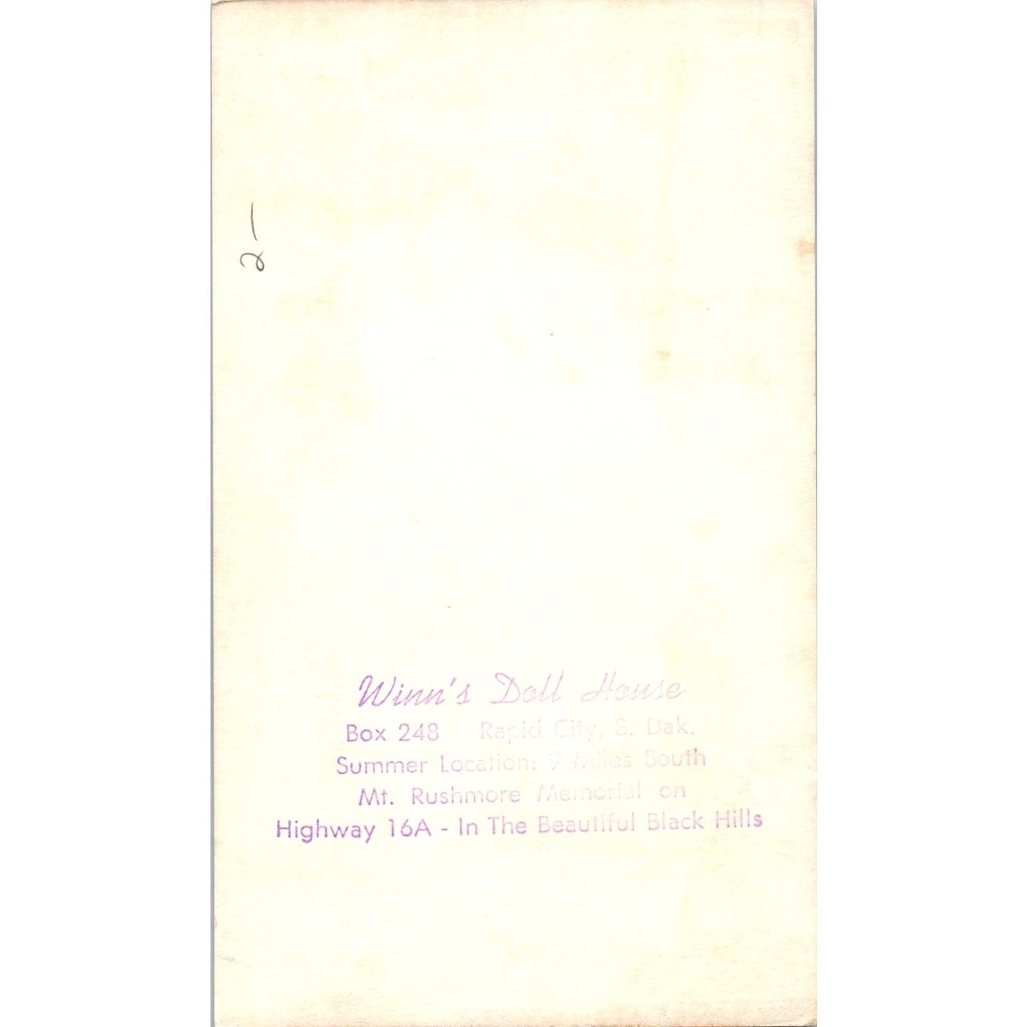 Winn's Doll House Rapid City South Dakota Original Postcard PB7