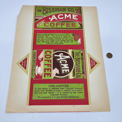 1930s Acme Brand Bissman Company Mansfield Ohio General Store Coffee 14x11" FL3