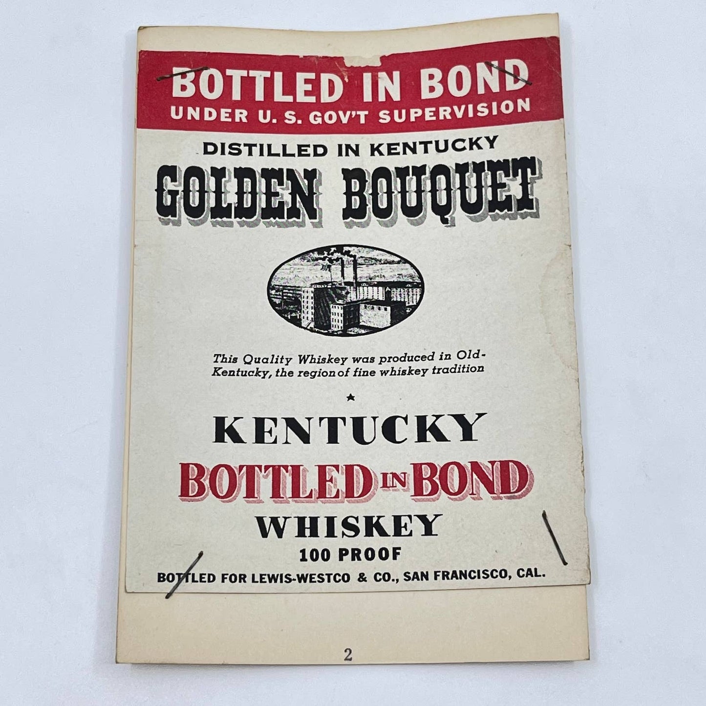 Golden Bouquet Whiskey Label Lewis-Westco & Co. San Francisco CA