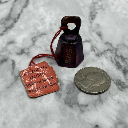 Vintage Etched Purple Brass Bell of Sarna 1.5" India SA2
