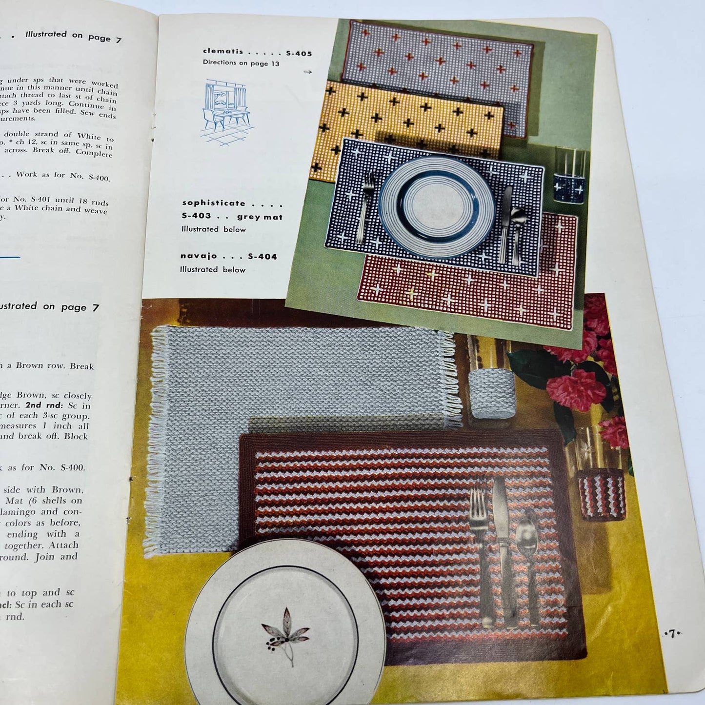 1953 Coats & Clark's Book No.298 Table Magic Place Mats Bottle Cap Crochet TH7