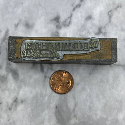 Vintage Letterpress Printers Block Plate The Birmingham National Bank TJ52