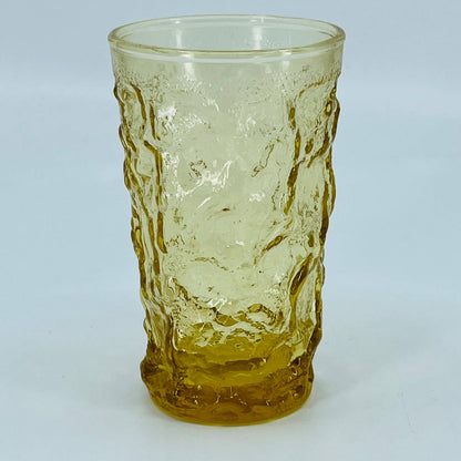 1970s Anchor Hocking Lido Milano Honey Gold Crinkle Juice Glass Tumbler 4” TB9