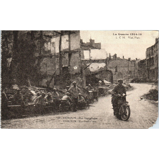 WWI Verdun Rue Saint Pierre La Guerre Original Postcard P1-13