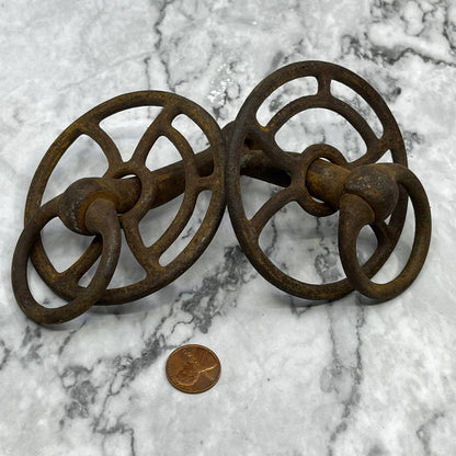 Antique Cast Iron Snaffle Driving Bit Horse Training Cowboy Western TJ8