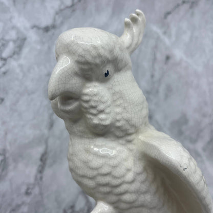 Set of 2 MCM Large White Porcelain Cockatoo Statue Blanch De Chine Style 11” TK1