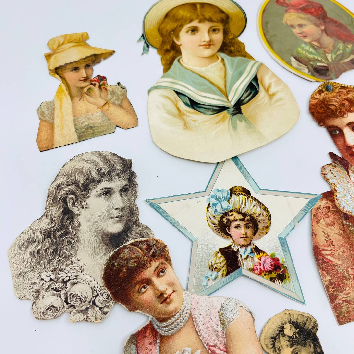 1880s Huge Lot Victorian Cut Out Scrap Fancy Ladies Women Dresses Hats EA2