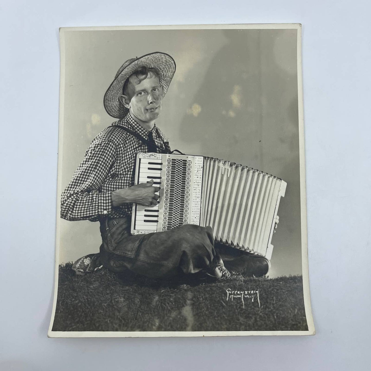 1950s Country Western Music Accordion Player Photograph 8x10" AB8