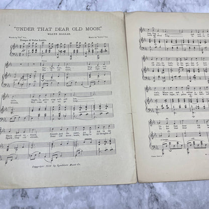 1914 Under That Dear Old Moon Sid & Dolly Von Sheet Music TJ4