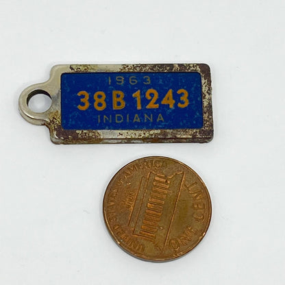 DAV 1963 Indiana keychain license plate tag METAL CAR/FOB SC3