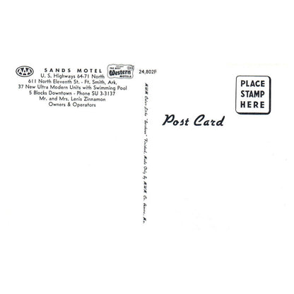 Sands Motel AAA Lenis Zinnamon Fort Smith Arkansas - Postcard TJ8-2