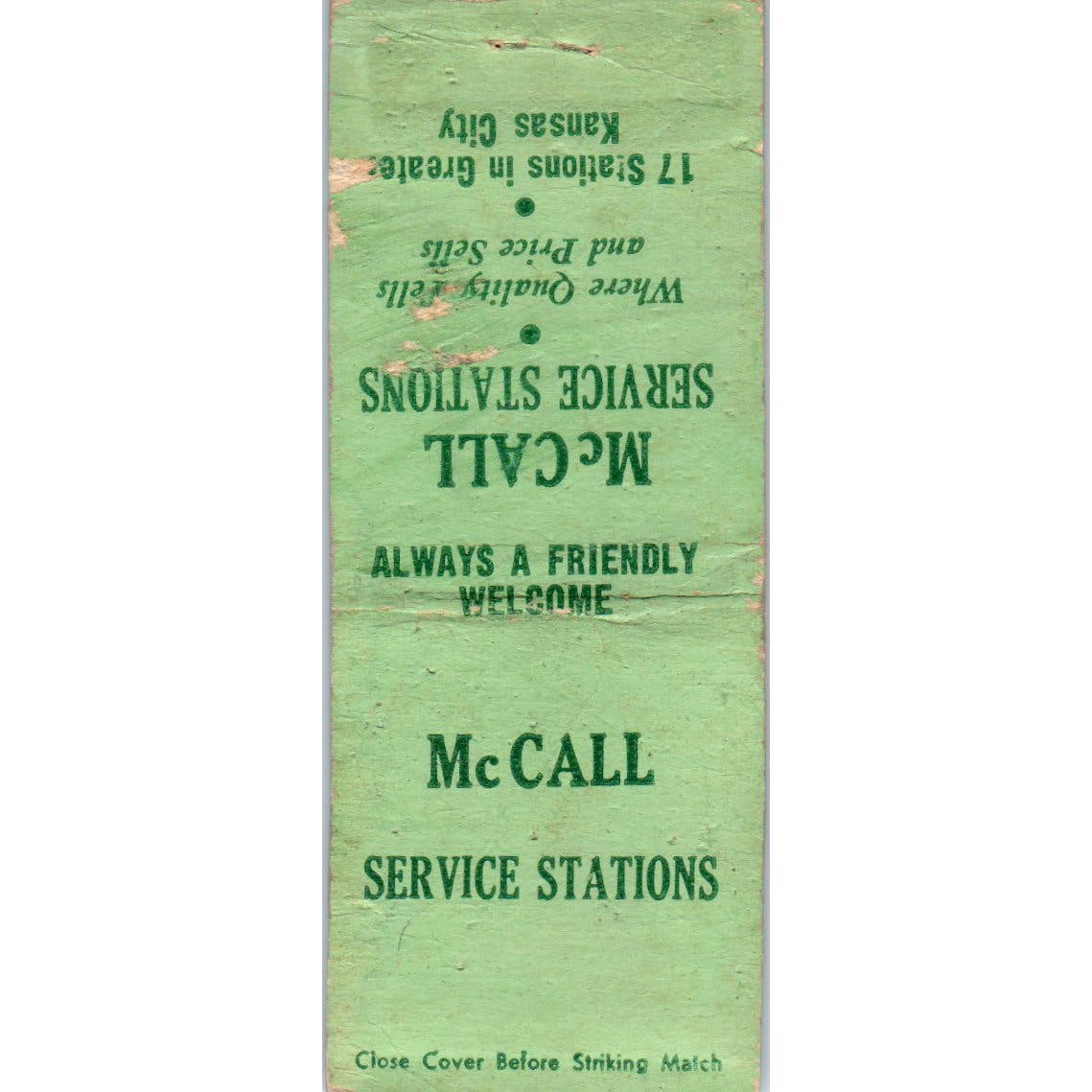 McCall Service Stations Kansas City MO Advertising Matchbook Cover SA9-M2